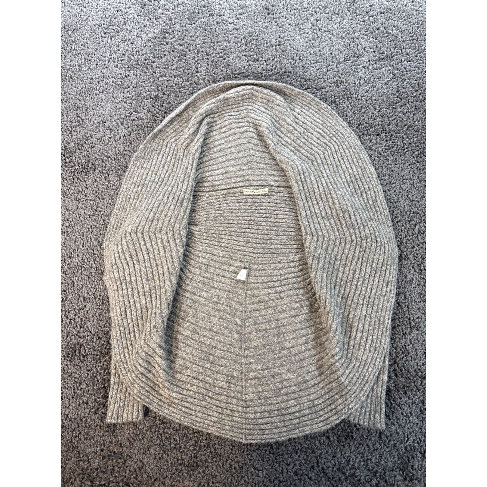 Vintage Simply Natural Cardigan Sweater Long Sleeve Gray One Size OS Open Ribbed Alpaca Knit Shawl Neck Women Bohemian Nature School Fall Spring Winter Size ONE SIZE - 4 Thumbnail
