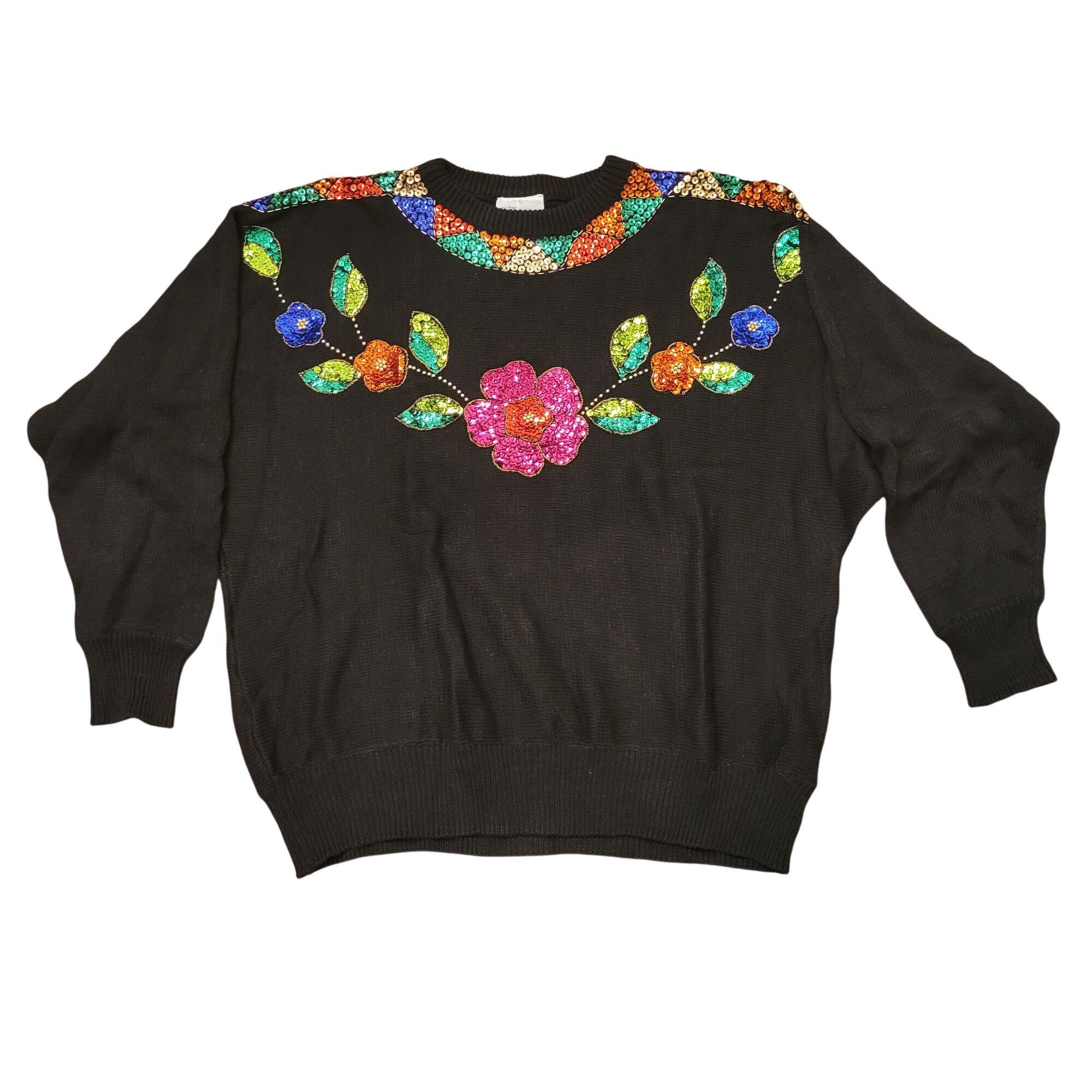 Other Mister Noah 22W Sequined Sweater Pullover Floral Beaded Flow Size 3XL / US 20-22 - 1 Thumbnail