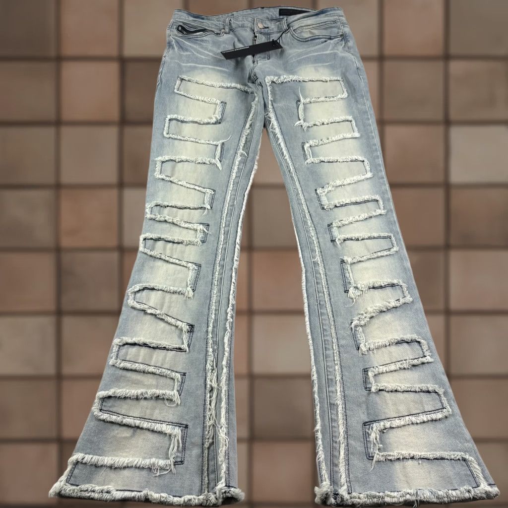 Vintage Rockstar Jeans Men 36x36 Blue Denim Slim Flared Grunge Rock Pattern Regular Inseam 36 NEW Size US 36 / EU 52 - 1 Thumbnail