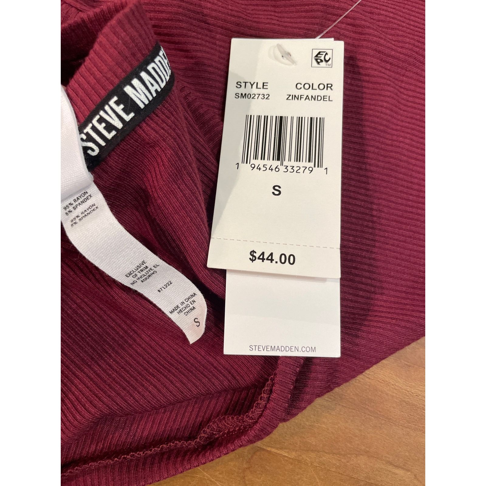 Steve Madden Steve Madden Women's Ribbed Sleep Tee Zinfandel S Size 27" / US 4 / IT 40 - 5 Thumbnail