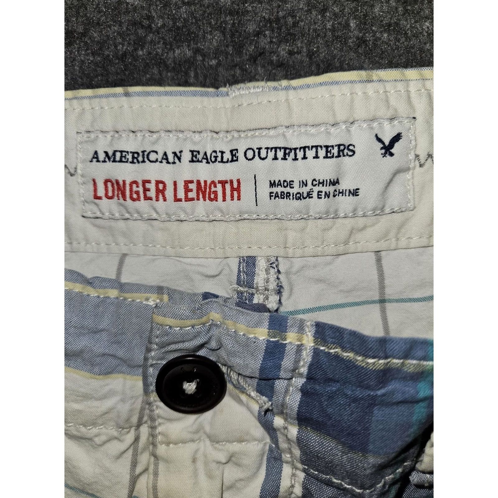 American Eagle Outfitters American Eagle Outfitters Longer Length Shorts Mens 38 Blue Plaid Cotton Casual Bermuda Shorts Mens 38 Blue Plaid Cotton Casual 90s Preppy Logo Pocket Size US 38 / EU 54 - 2 Thumbnail