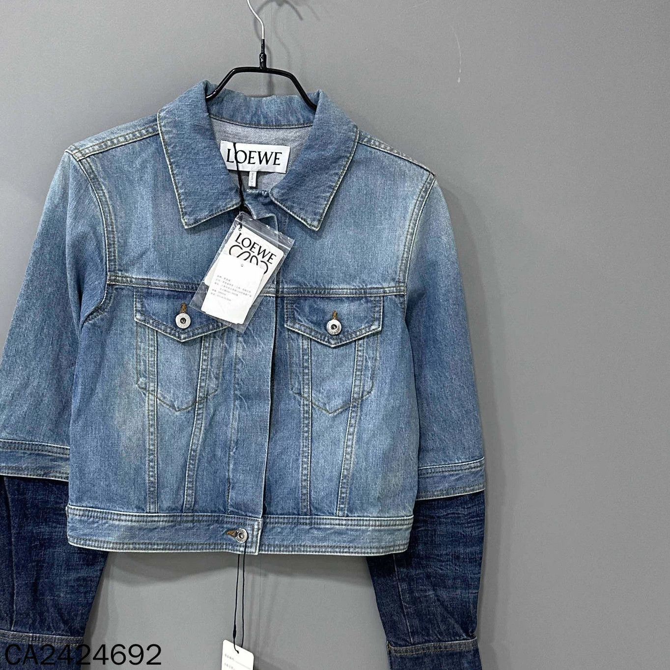 Loewe LOEWE leather logo patch colorblock sleeve denim jacket Size XS / US 0-2 / IT 36-38 - 2 Thumbnail