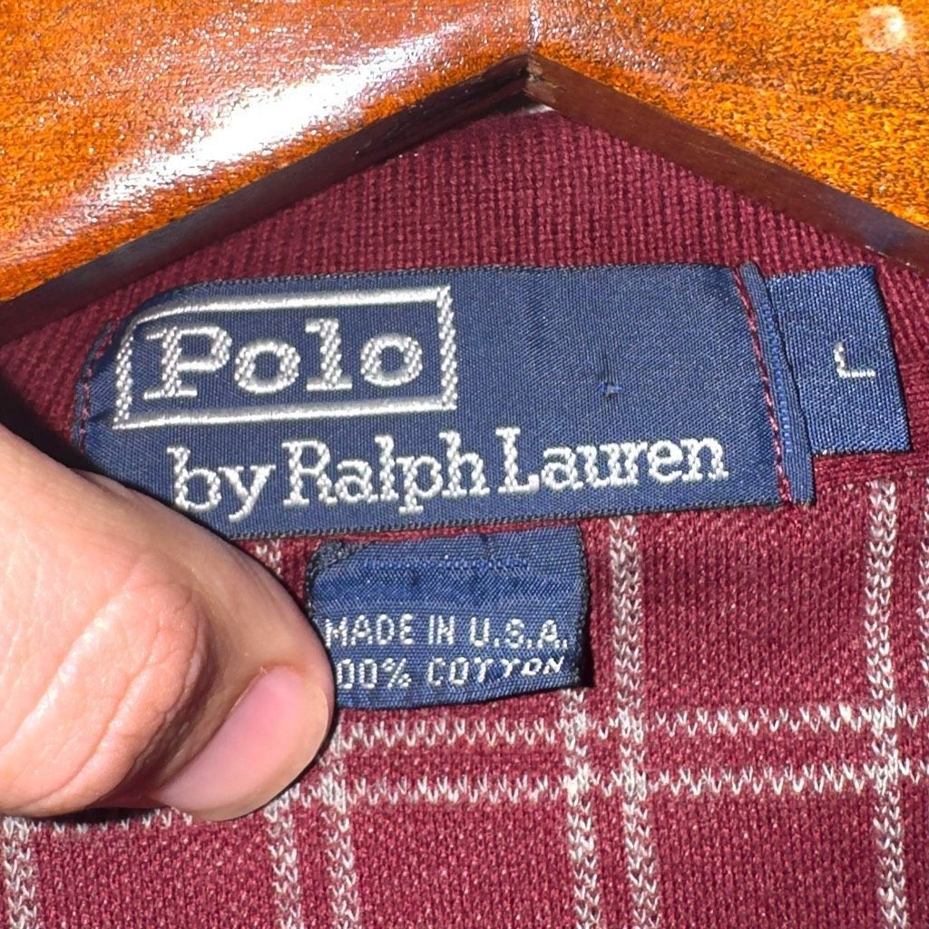 Polo Ralph Lauren 80s Polo Ralph Lauren Wine Red Made in USA L/S Polo Shirt Sz Size US L / EU 52-54 / 3 - 2 Thumbnail