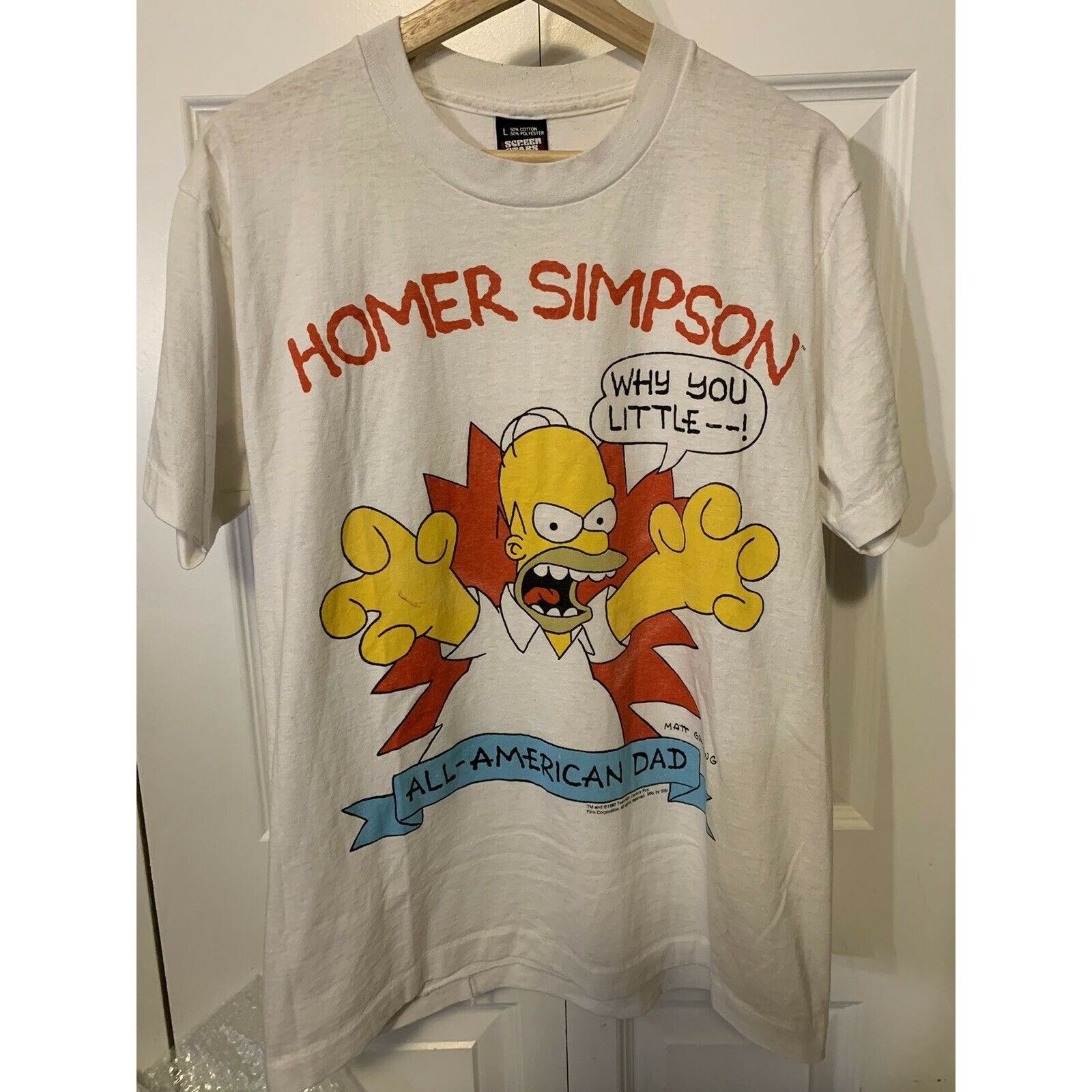 VTG 90s Homer Simpson T Shirt Why You Little __! All Americ