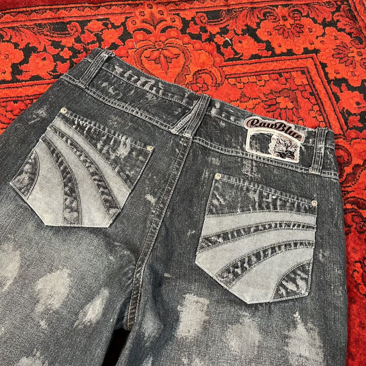 Other Wide Straight Rap Street Style Y2K SK8 Raw Blue Shorts Size US 32 / EU 48 - 5 Thumbnail