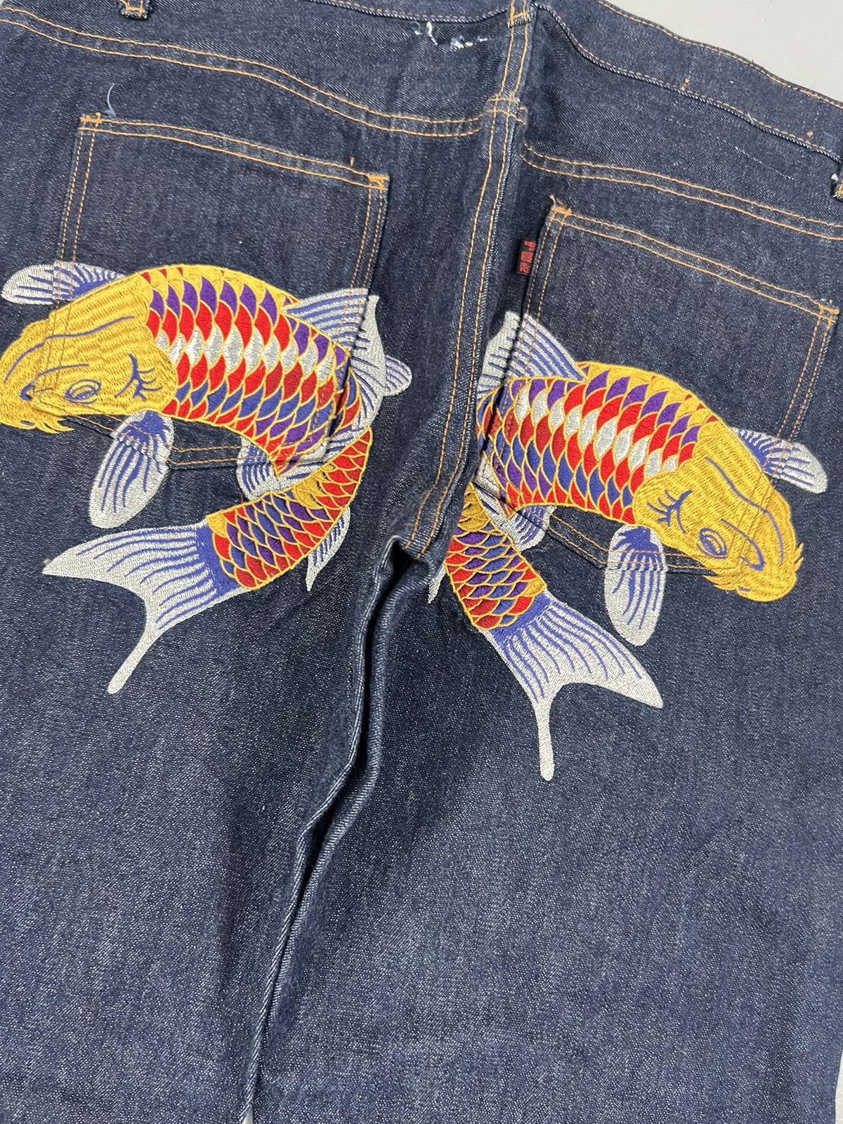 Japanese Brand Vintage Japanese brand salvage fish embroidered denim Size US 40 / EU 56 - 7 Thumbnail