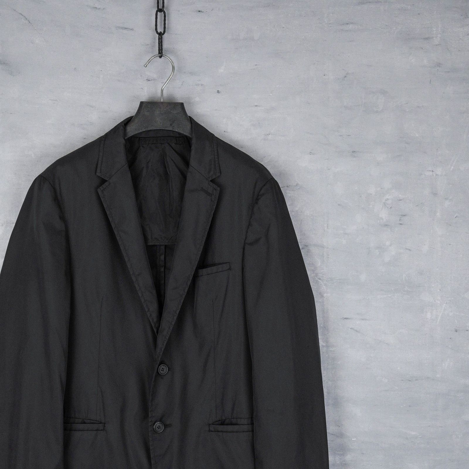 Prada Vintage prada 2010 nylon tailored logo black blazer jacket Size US M / EU 48-50 / 2 - 3 Thumbnail