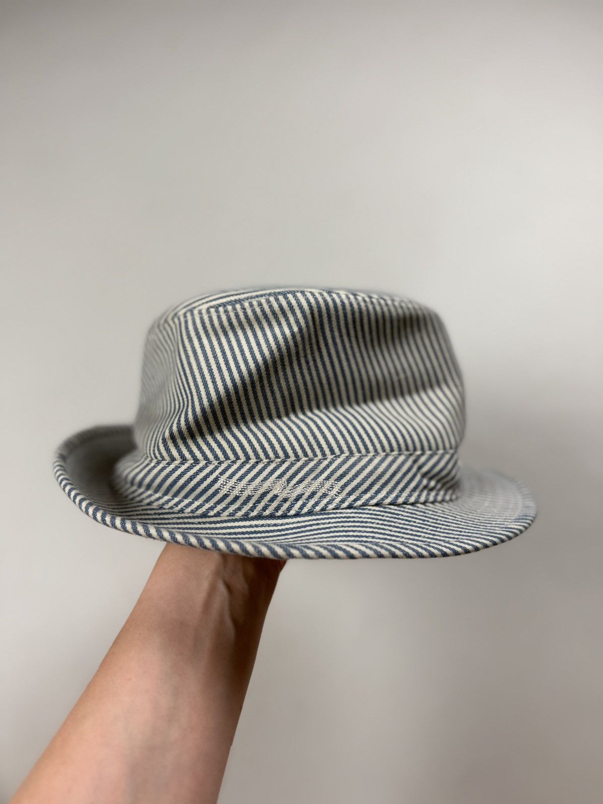 Nudie Jeans Nudie Jeans Co Men’s Striped Denim Fedora Hat Cap Size M Size ONE SIZE - 8 Thumbnail