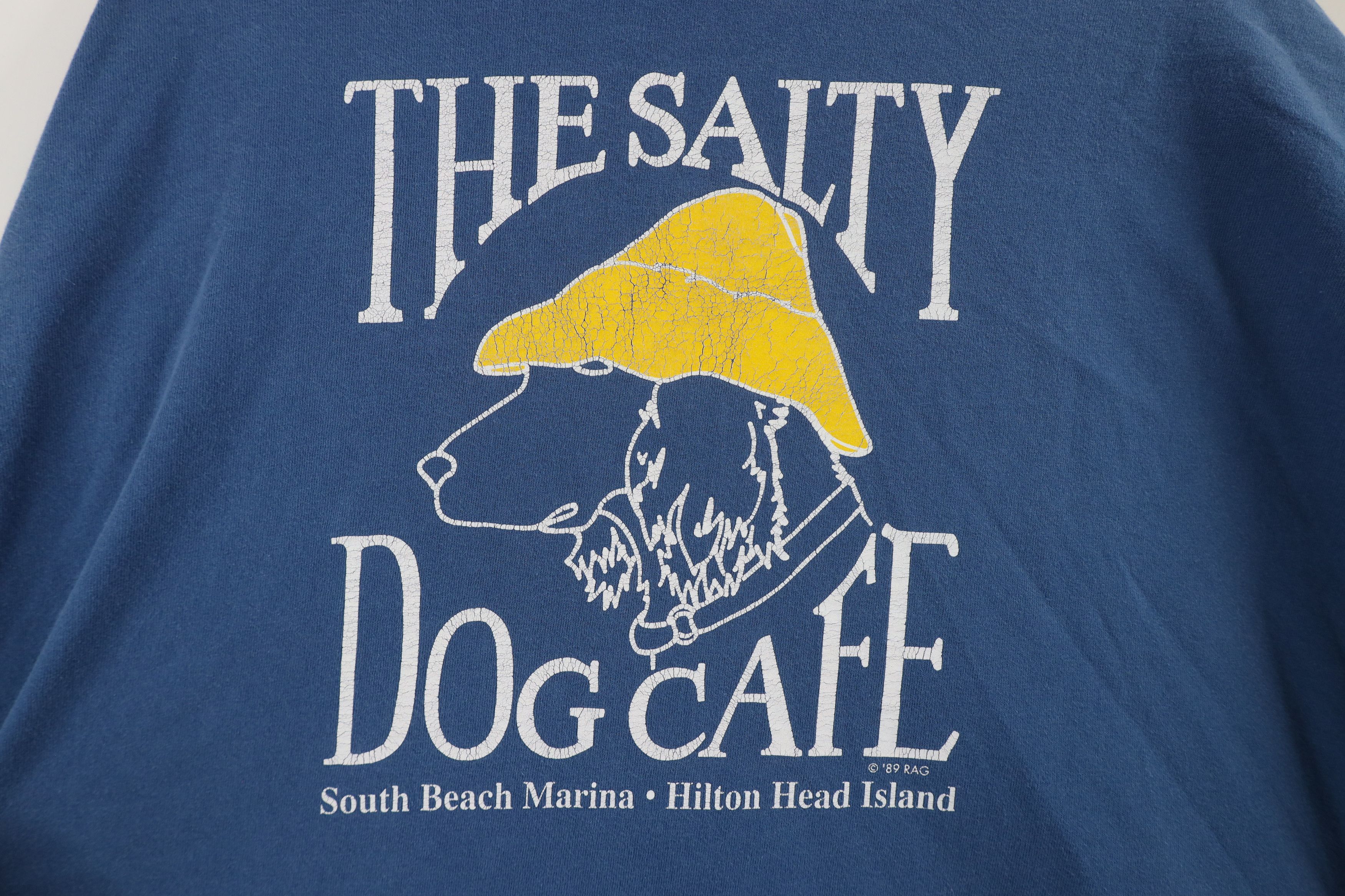 Vintage Vintage 90s Spell Out The Salty Dog Cafe T-Shirt Blue Cotton Size US XXL / EU 58 / 5 - 9 Thumbnail
