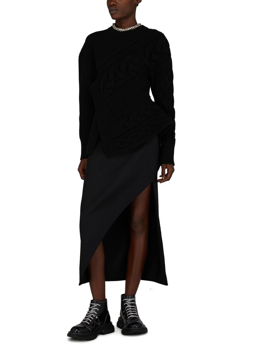Alexander McQueen o1y0325 Midi Skirt in Black Size 27" / US 4 / IT 40 - 2 Thumbnail