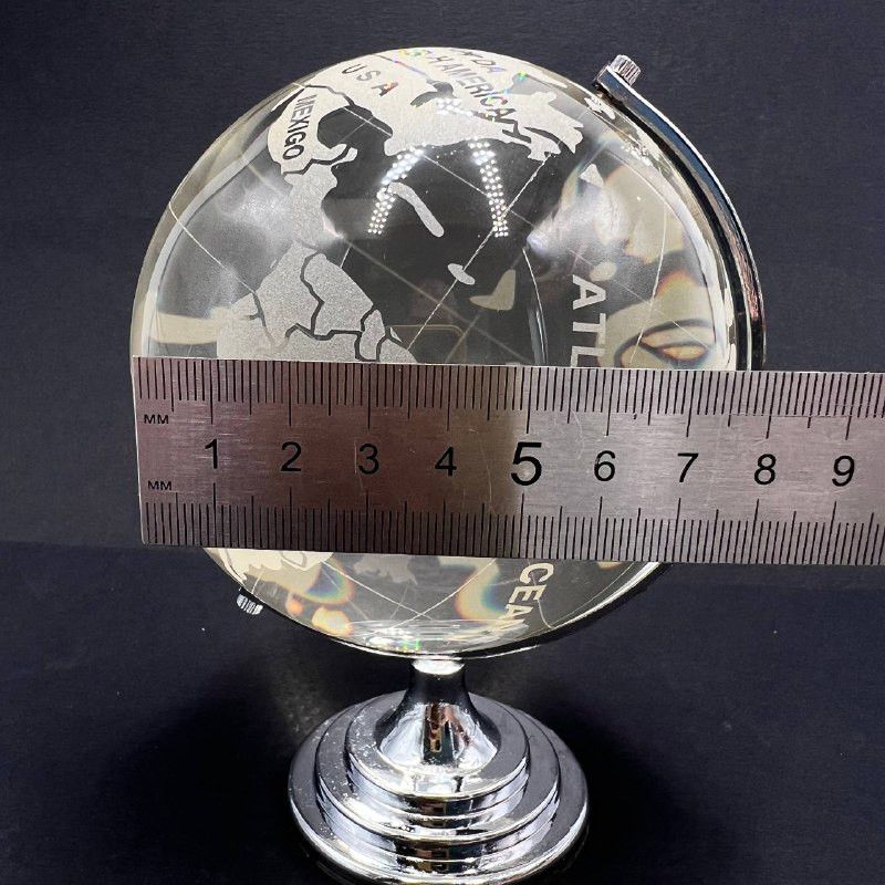 Vintage 1600g Vintage Crystal Glass Globe Sphere Etched World Map Size ONE SIZE - 3 Thumbnail