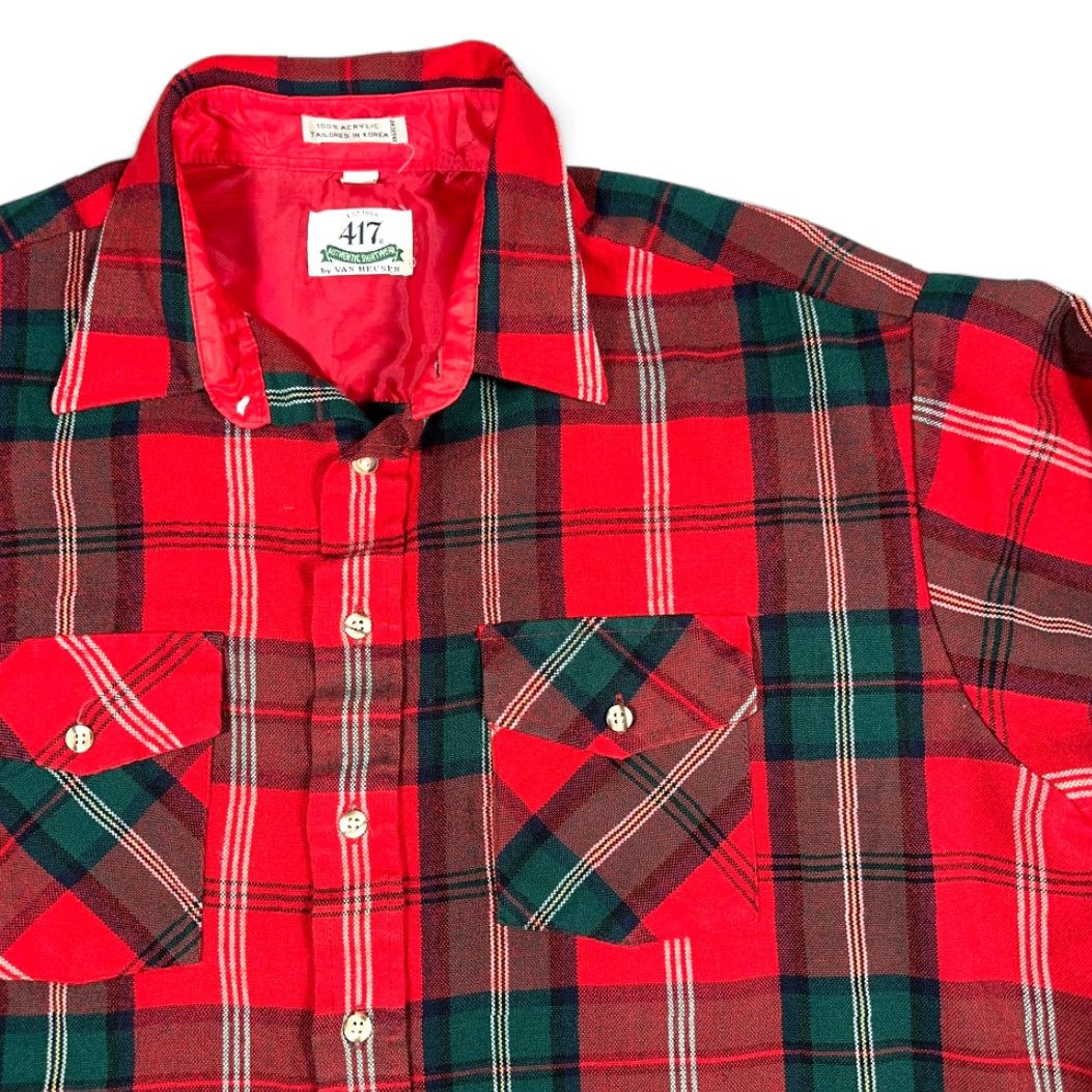 Van Heusen VINTAGE Van Heusen Shirt Men XL Red Plaid Flannel 417 Lumberjack 90s Button-Up Long Sleeve Pocketed Size US XL / EU 56 / 4 - 2 Thumbnail