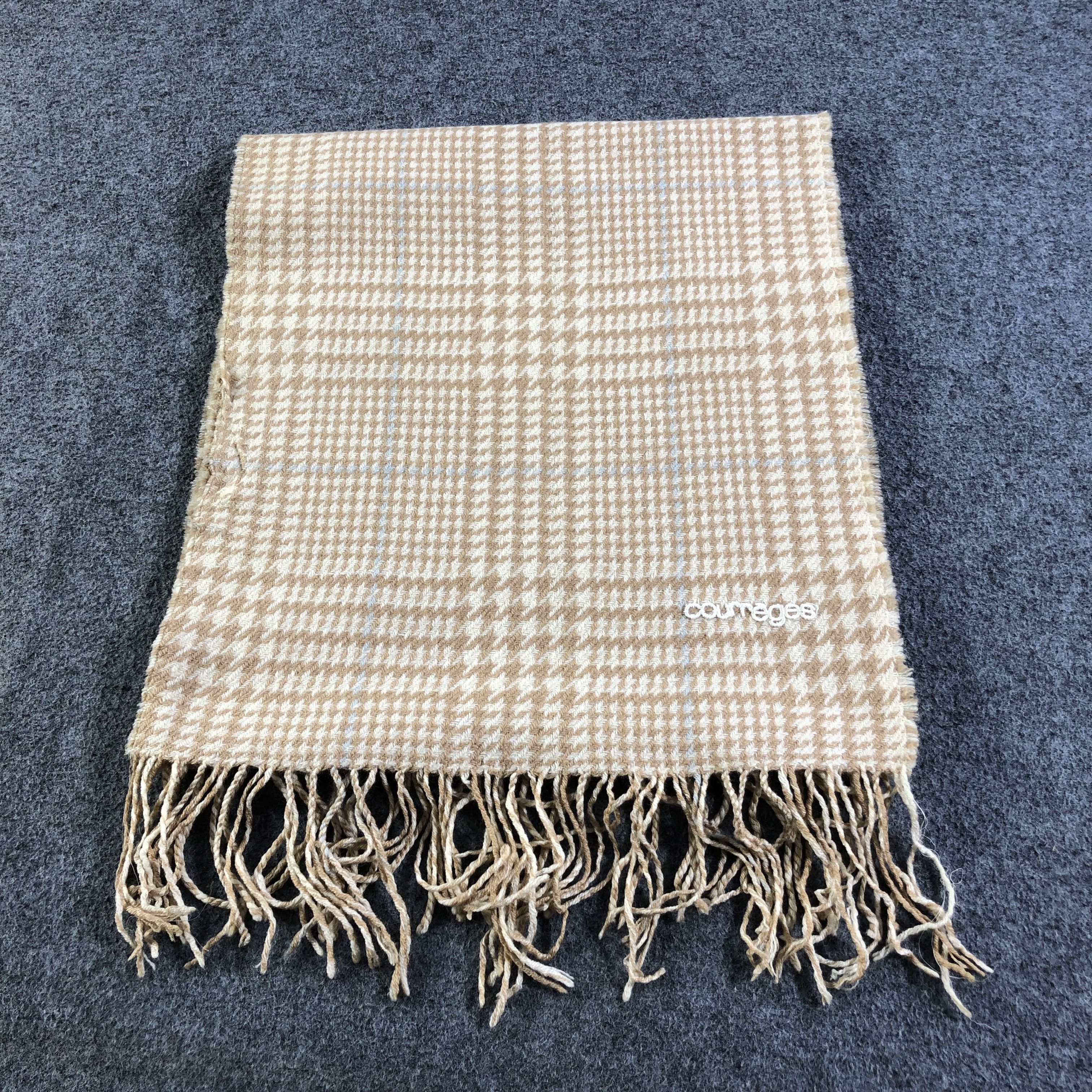 Courreges Courreges Houndstooth Cashmere Scarf Muffler V1362 Size ONE SIZE - 2 Thumbnail