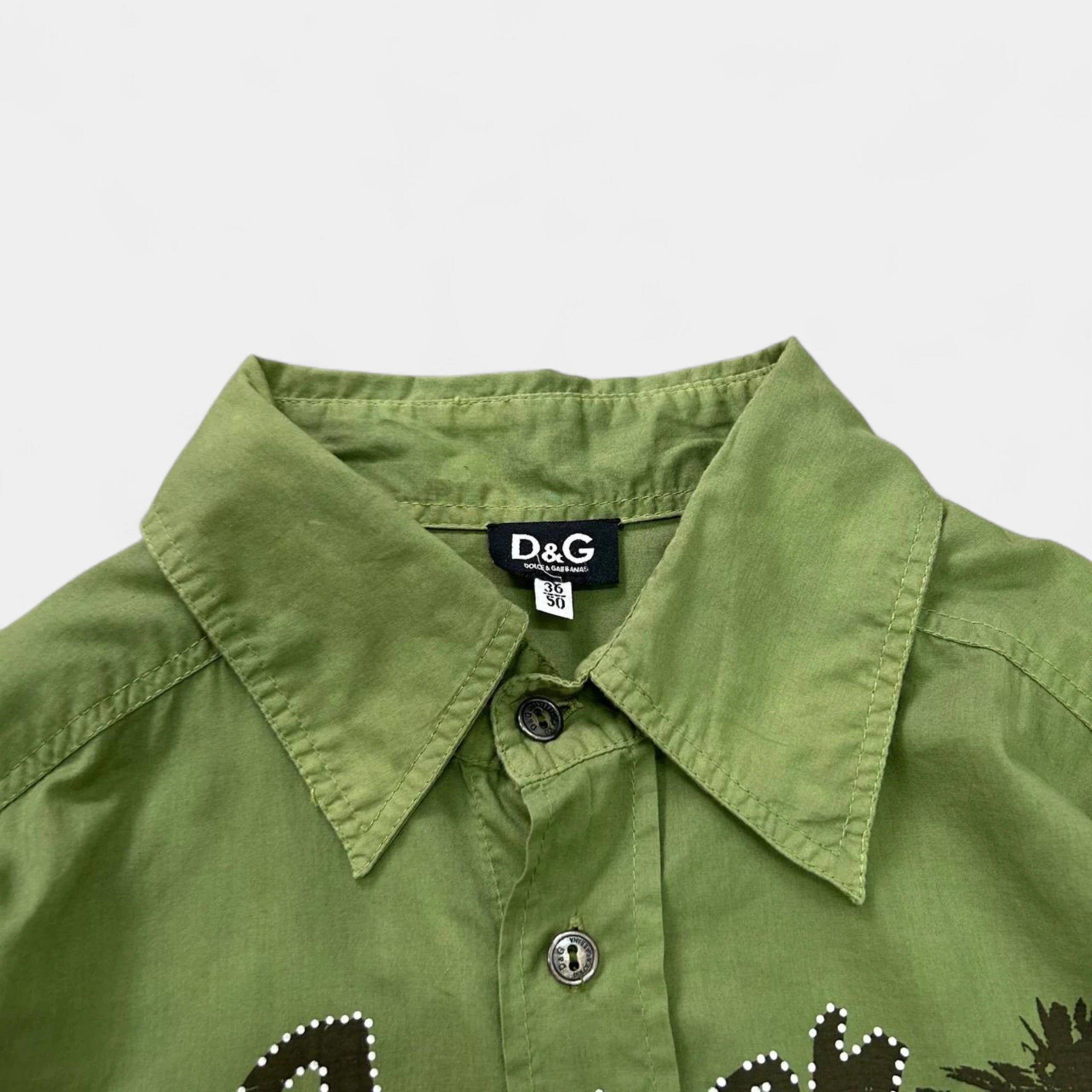 Dolce & Gabbana Dolce & Gabbana Green Tie-Dye Tropical Shirt Size US L / EU 52-54 / 3 - 3 Thumbnail