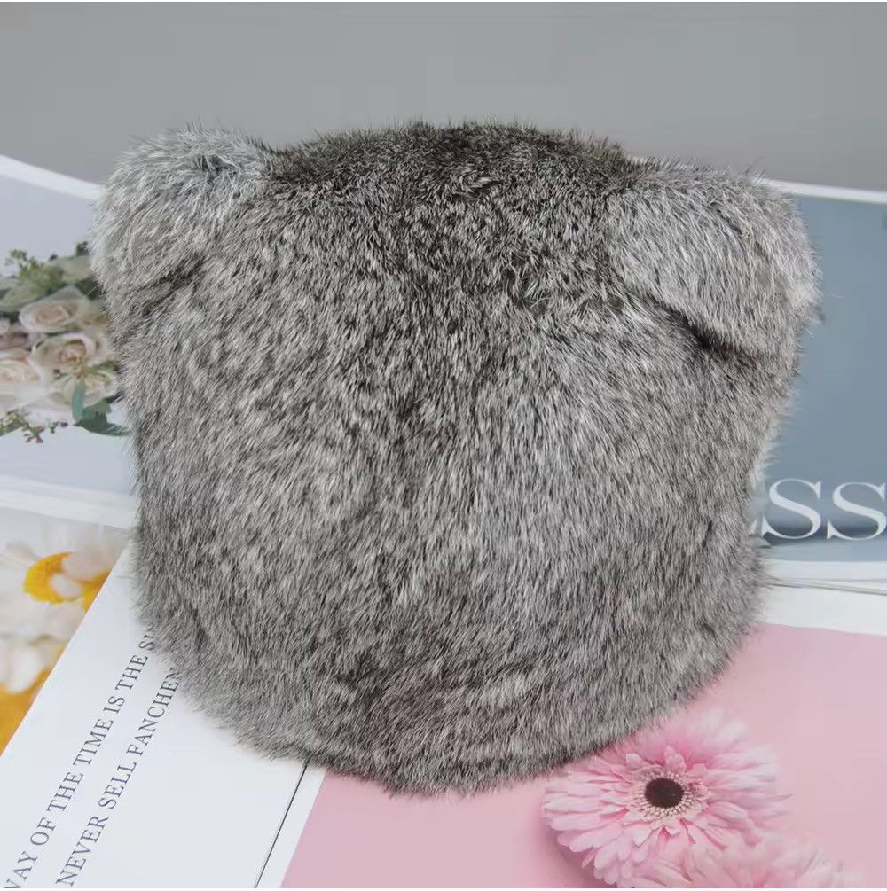 Japanese Brand Aesthetic Rabbit Fur Hat Unisex Size ONE SIZE - 6 Thumbnail