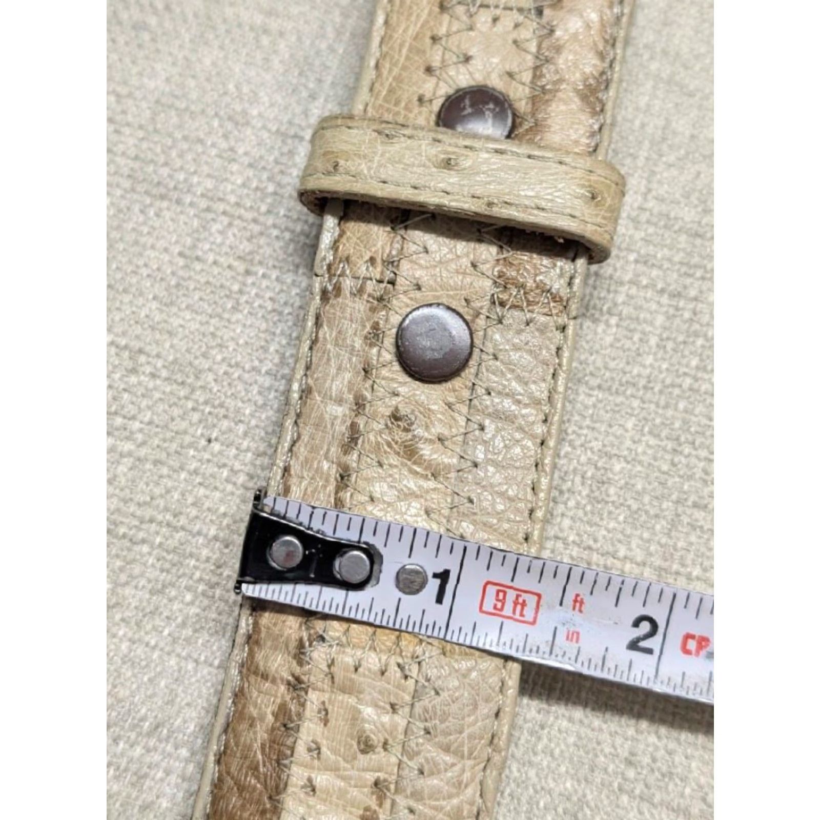 Tony Lama VINTAGE Tony Lama belt Western Belt Cowboy Ostrich Leather USA Made 36 Mens Brown Tan Genuine Ostrich Skin Buckle Size 36 Western Style Size 36 - 7 Thumbnail