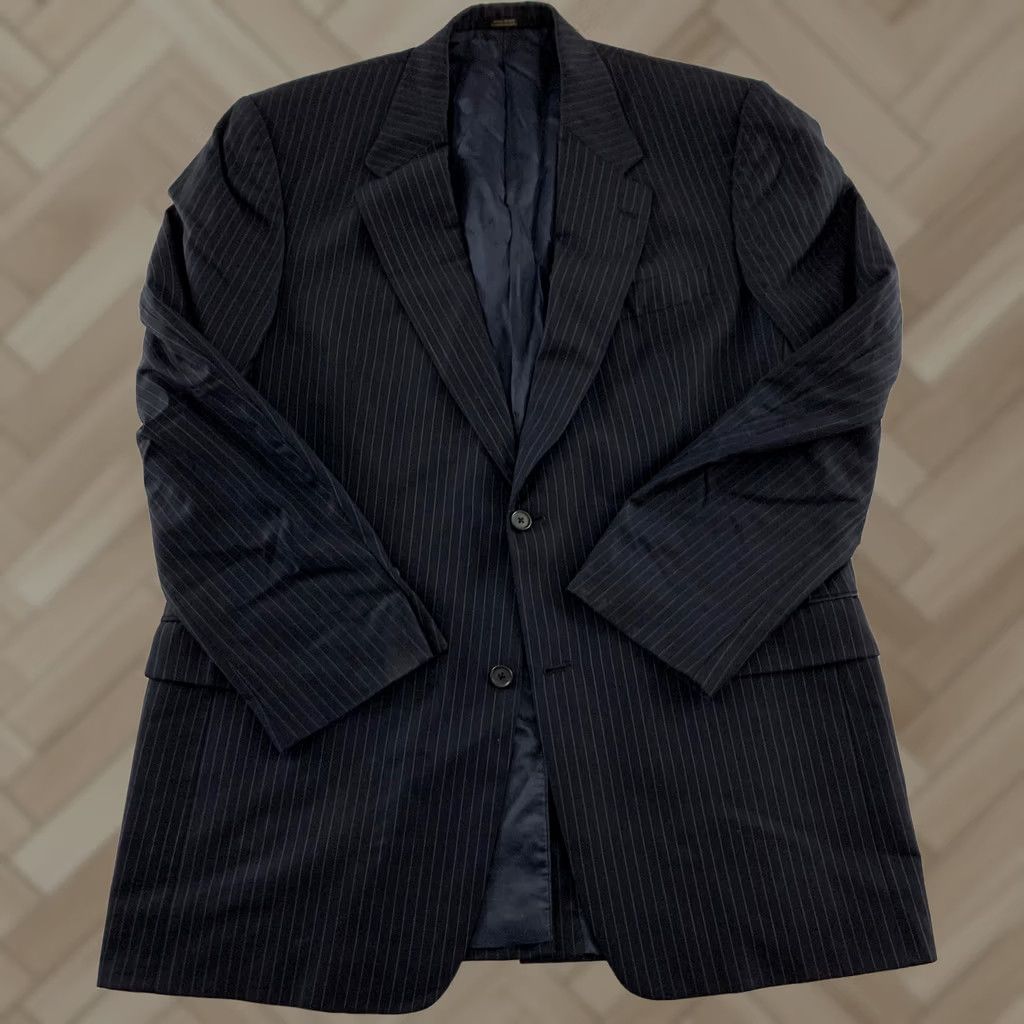 Hart Schaffner Marx Hart Schaffner Marx Striped 2 Button Suit Jacket Men 43 L Blue Big & Tall Size 46R - 1 Thumbnail