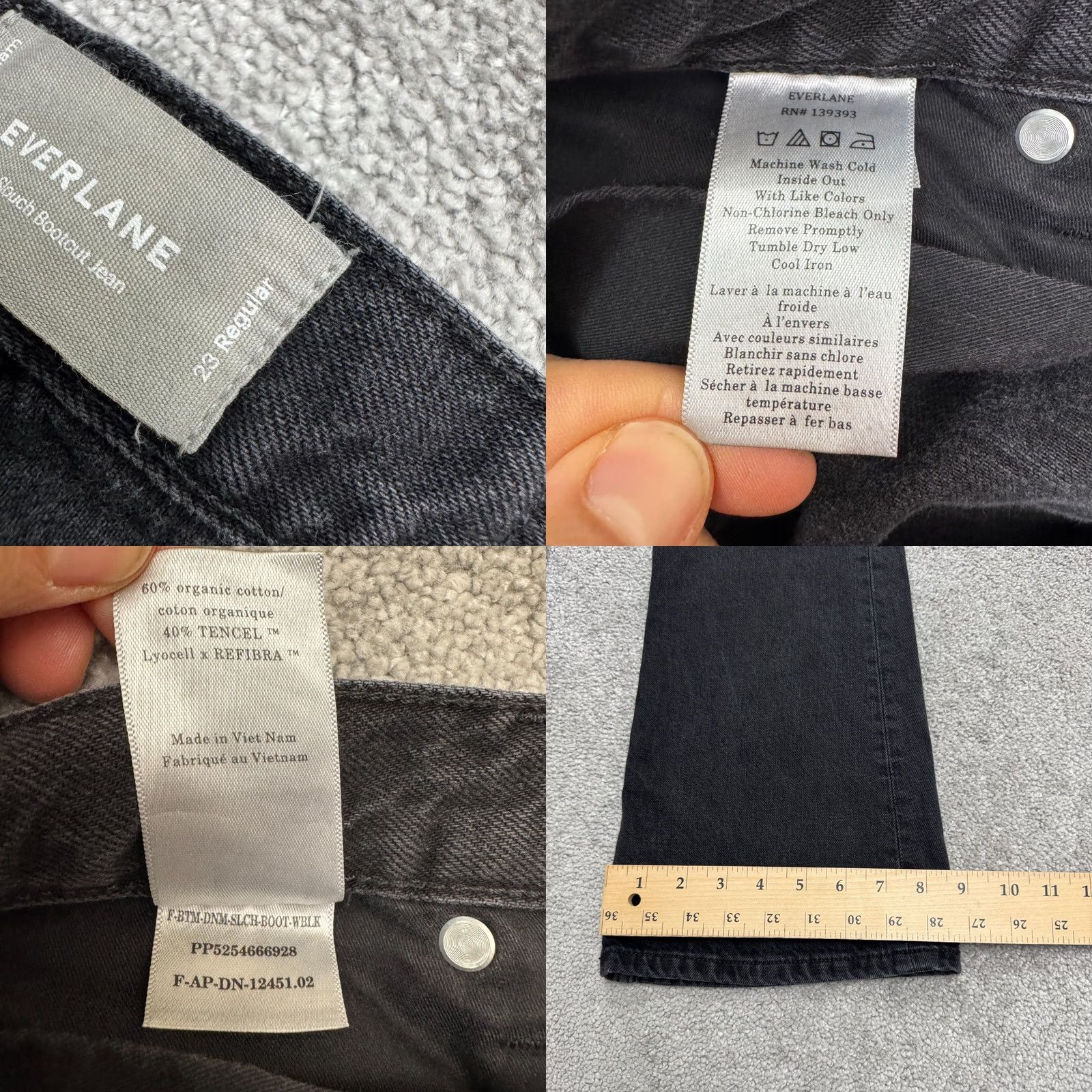Everlane Everlane The Slouch Bootcut Denim Jeans Womens 23 Black Mid Rise Cotton Blend Jeans Slim Bootcut City Streetwear Size 40" / US 18 - 8 Thumbnail