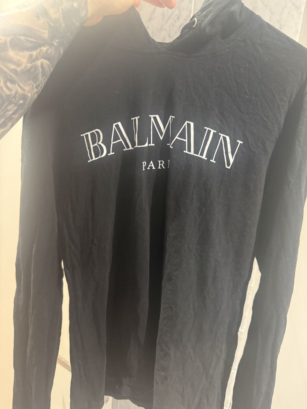 Balmain Balmain Logo Black Hooded Sweatshirt Size US S / EU 44-46 / 1 - 1 Thumbnail