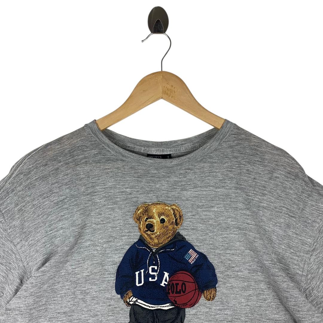 Polo Ralph Lauren Vintage 90s Polo Basketball Bear Hoodie by Ralph Lauren Tee Size US L / EU 52-54 / 3 - 2 Thumbnail