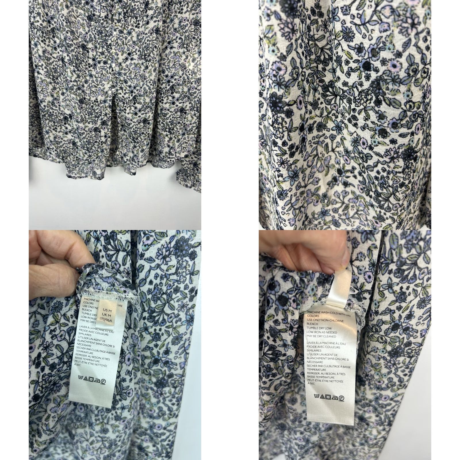 Free People Free People Blouse Womens M Blue Floral Smocked Sheer Romantic Milkmaid Feminine Size M / US 6-8 / IT 42-44 - 8 Thumbnail