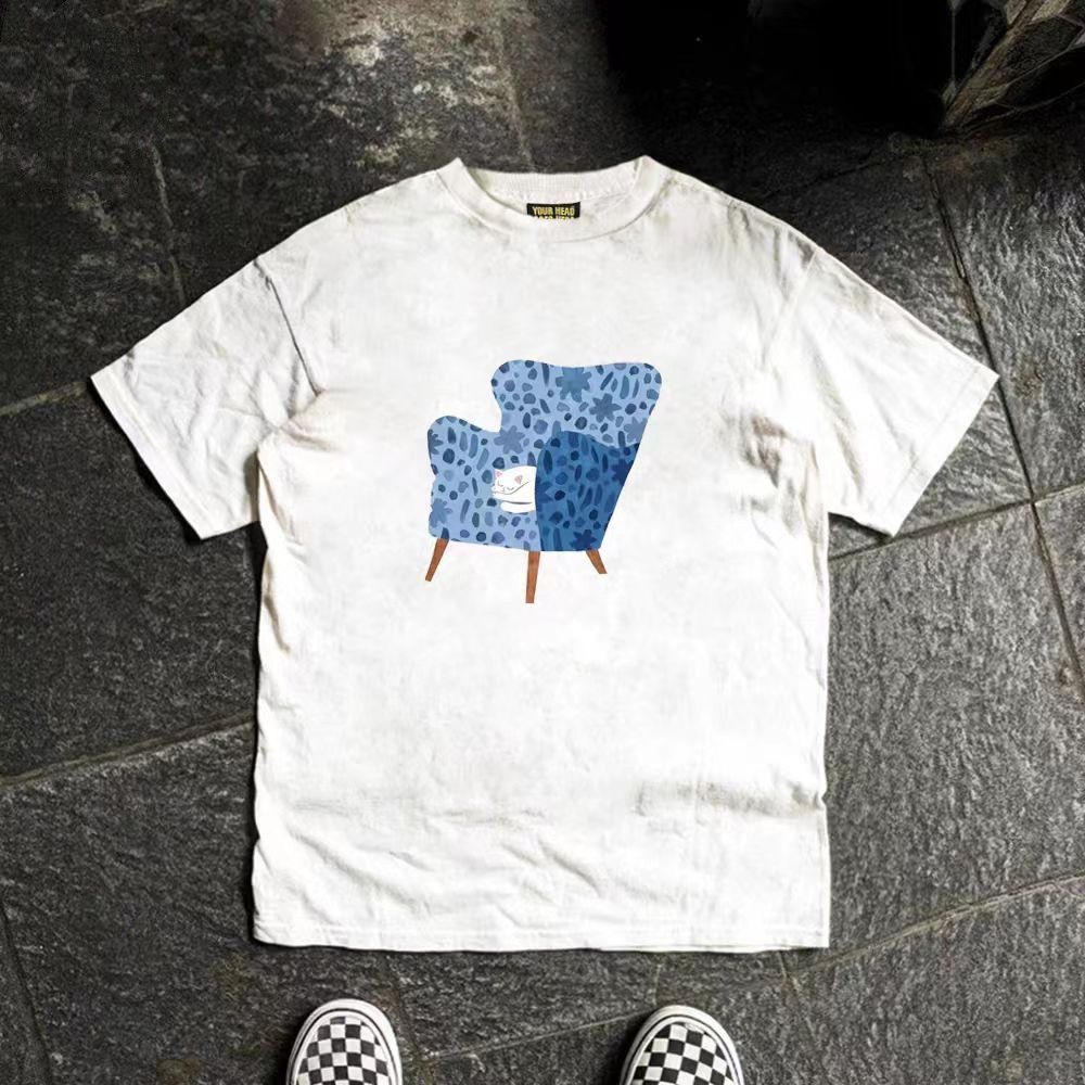 Japanese Brand × Vintage White casual retro chair print cotton t-shirt Size US M / EU 48-50 / 2 - 1 Thumbnail
