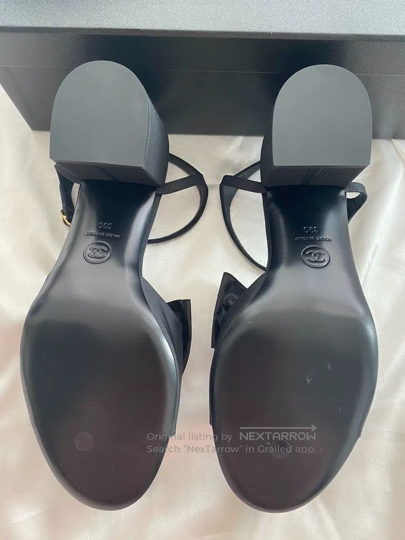 Chanel Chanel Black bow thick-heeled sandals Size US 8.5 / IT 38.5 - 6 Thumbnail