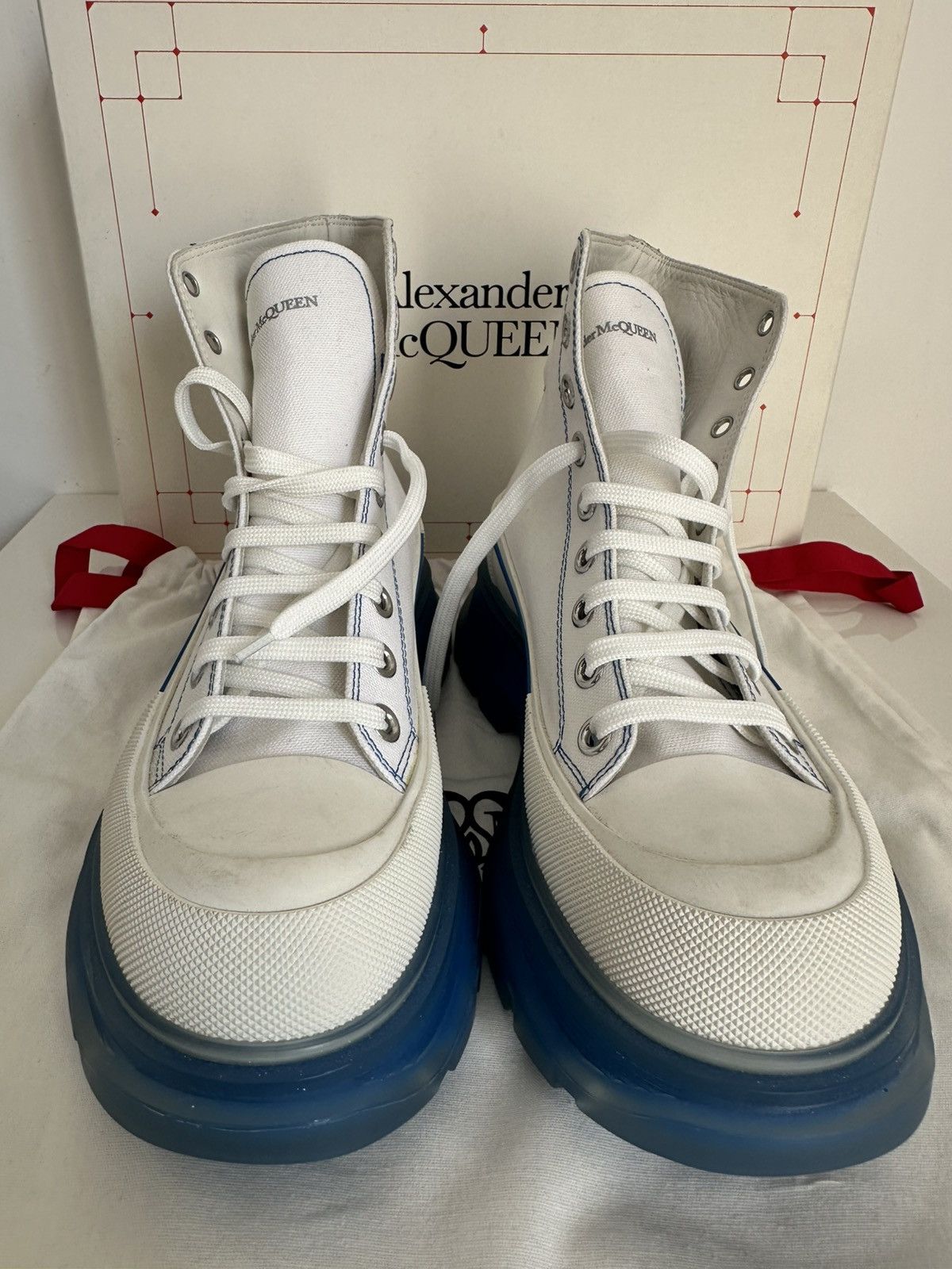 Alexander McQueen Tread Slick Sneakers White/Blue Size 41!