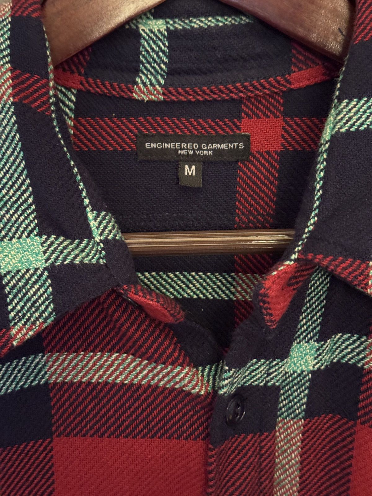 Engineered Garments Work Shirt in Red/Navy/Teal Heavy Twill Plaid Size US M / EU 48-50 / 2 - 2 Thumbnail
