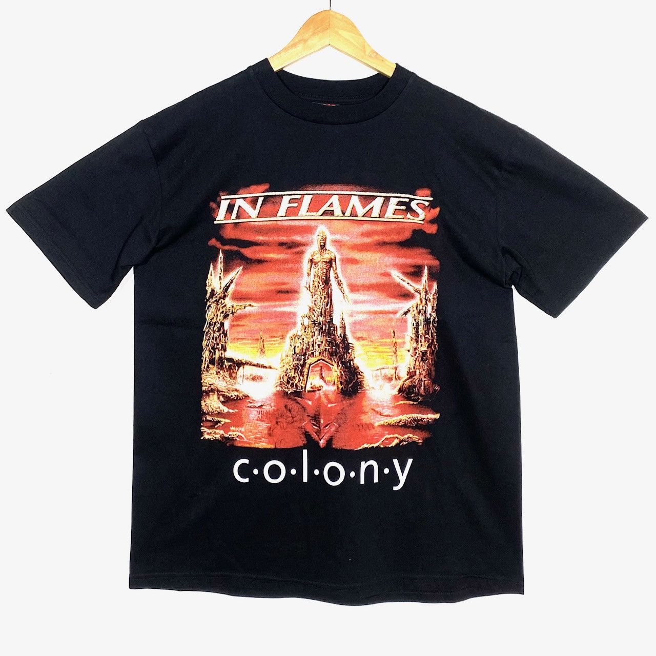 image of Band Tees Tee Shirt Graphique Vintage 90’S Metal In Flames «Colony» in Black, Men's (Size Large)