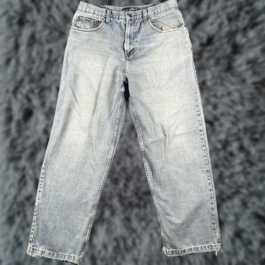 Denime BKLYN Jeans Mens 36x34 Light Wash Blue Denim Straight Leg Distressed Pockets Baggy Relaxed Vintage No Size US 36 / EU 52 - 1 Thumbnail