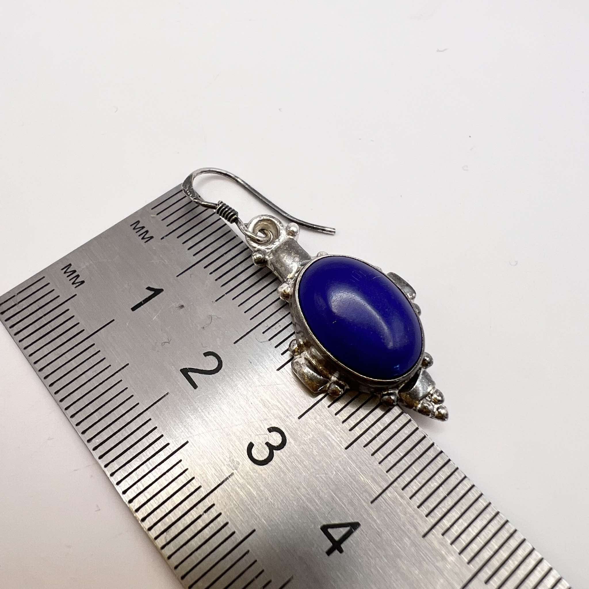 Sterling Silver Vintage Sterling Silver 925 Jewelry Earrings Lapis Lazuli 7g Size ONE SIZE - 2 Thumbnail