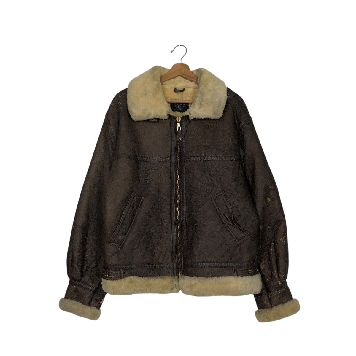 Vintage 🔥VINTAGE MILITARY B 3 LEATHER JACKET SHEARLING BLANKET Size US L / EU 52-54 / 3 - 3 Thumbnail
