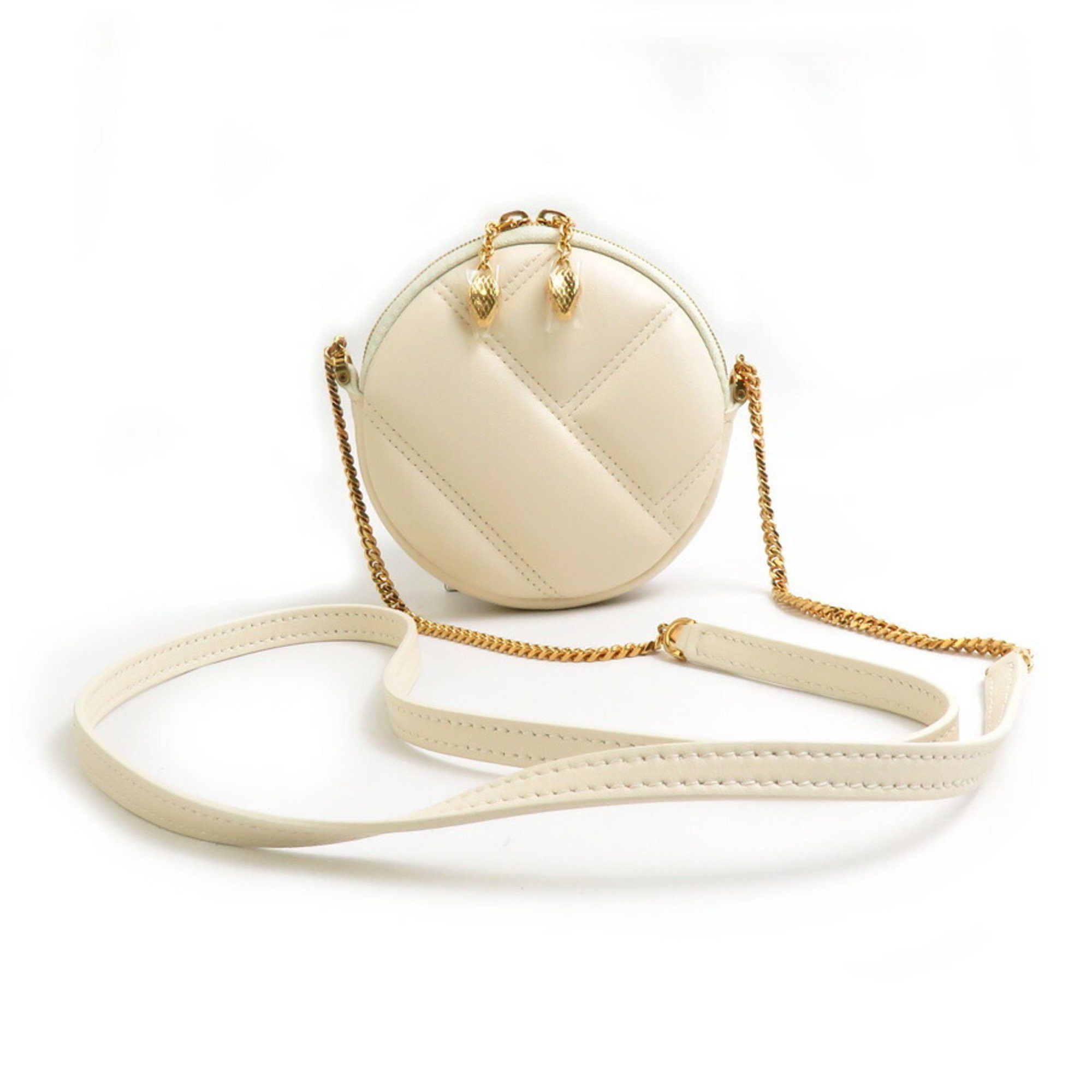 Bvlgari BVLGARI Wallet/Coin Case Neck Pouch Serpenti Leather Light Beige Women's r10563a Size ONE SIZE - 1 Thumbnail