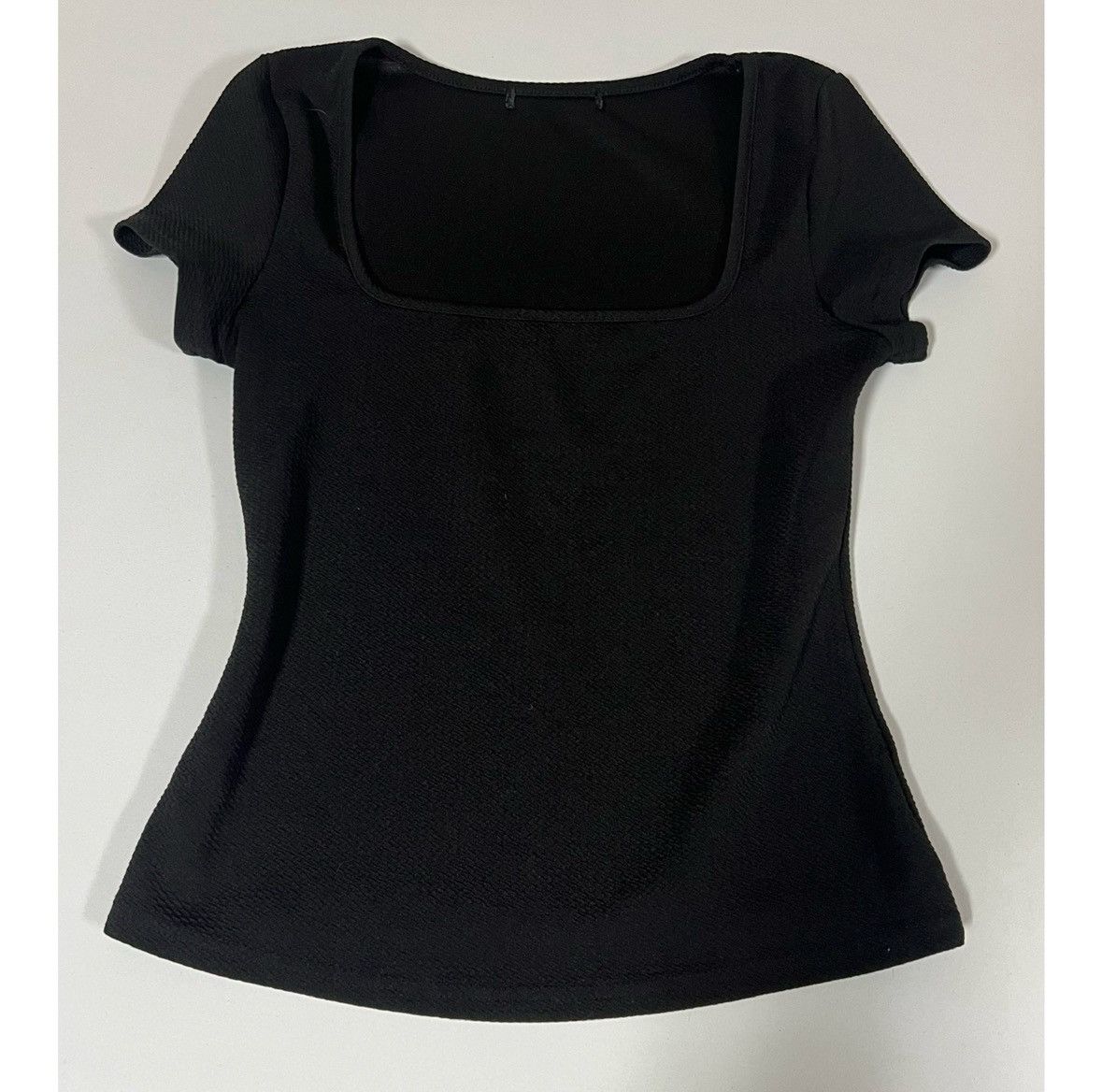 Japanese Brand Black Square-Neck Short Sleeve Shirt Top Blouse Tee Size S 🖤 Size S / US 4 / IT 40 - 2 Thumbnail