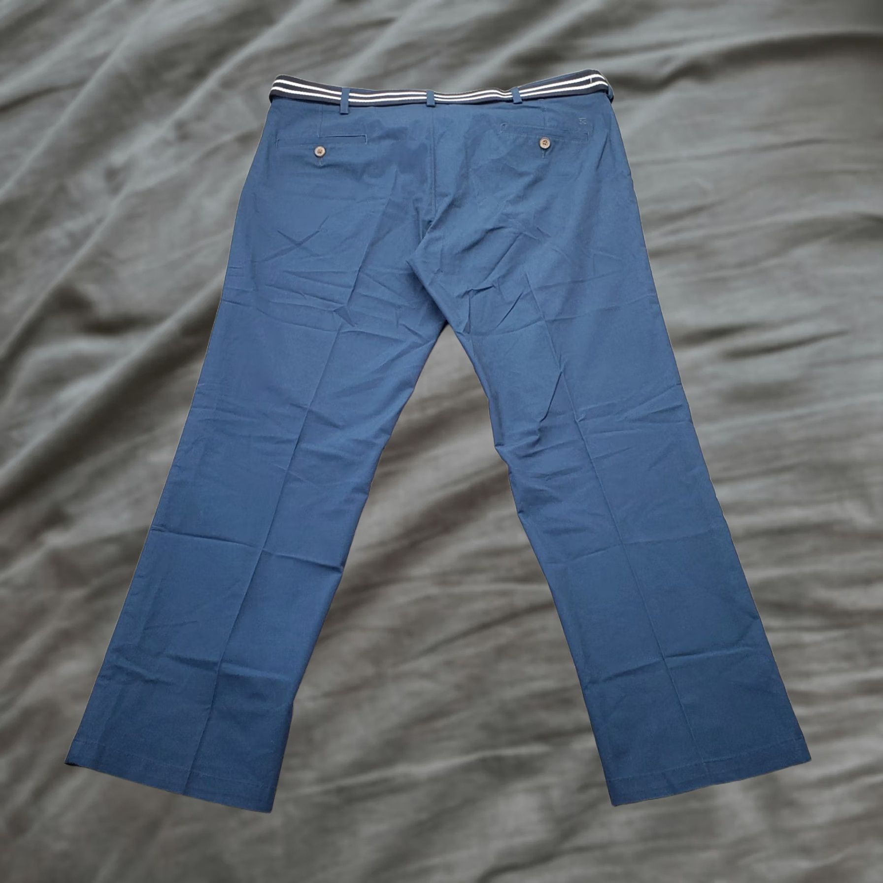 Haggar Haggar Mens Size 38x30 Blue Khaki Pants Straight Classic Belted Waist Signature Pants Size US 38 / EU 54 - 1 Thumbnail