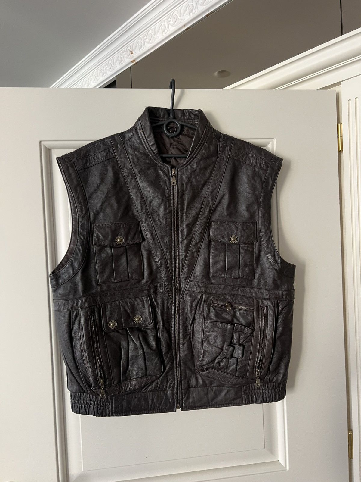 Genuine Leather Vintage Yorn Leather Vest Men’s Brown Genuine Leather Moto Size US L / EU 52-54 / 3 - 4 Thumbnail