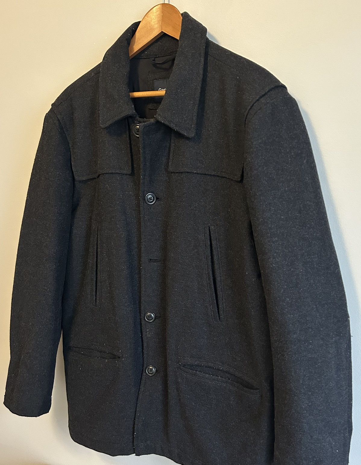 Gap Gap Men’s Dark Grey Button Up Wool Pea Coat - Size L Size US L / EU 52-54 / 3 - 3 Thumbnail