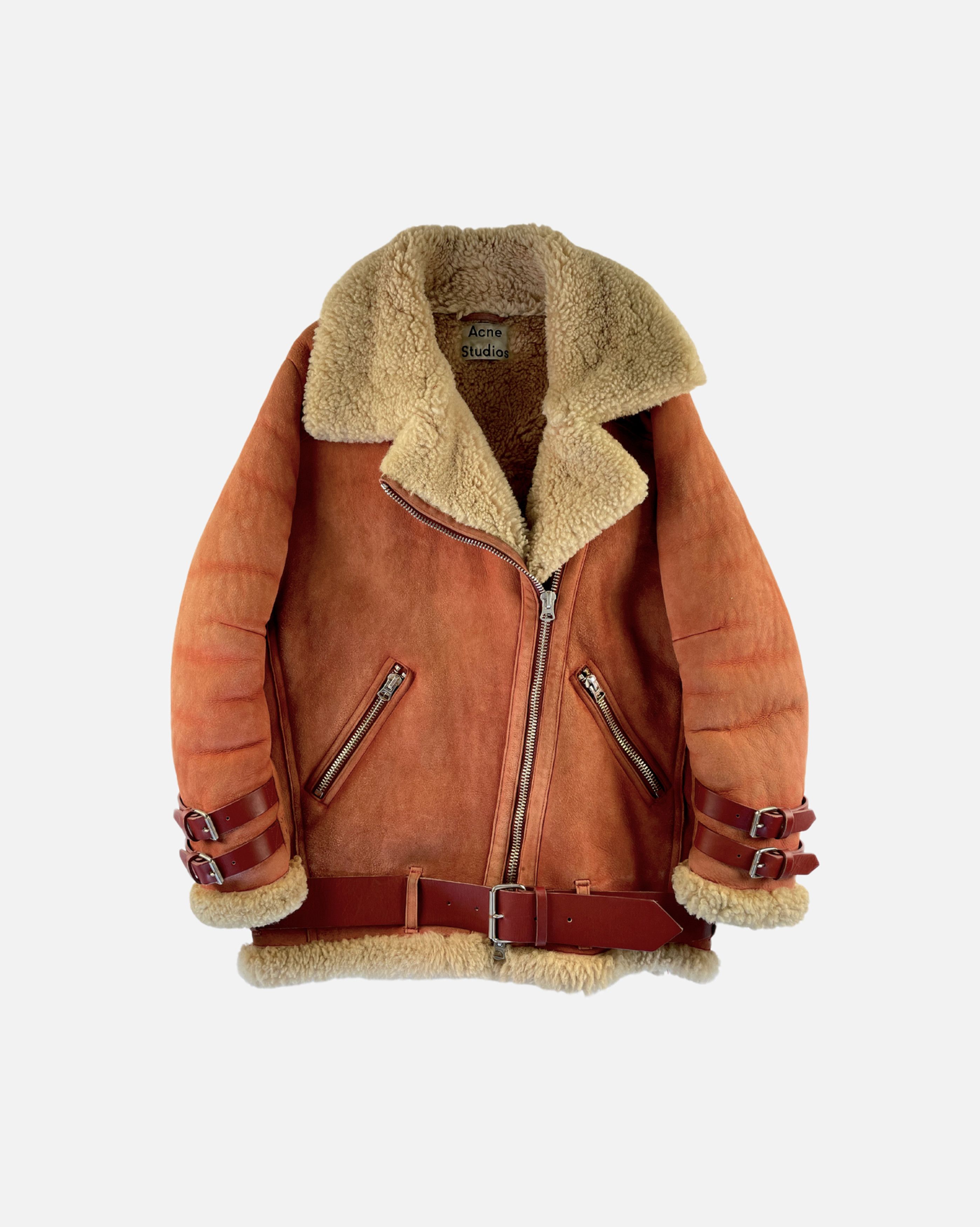 Acne Studios Acne Studios Dark Orange Velocite Suede Shearling Jacket Size XS / US 0-2 / IT 36-38 - 1 Thumbnail