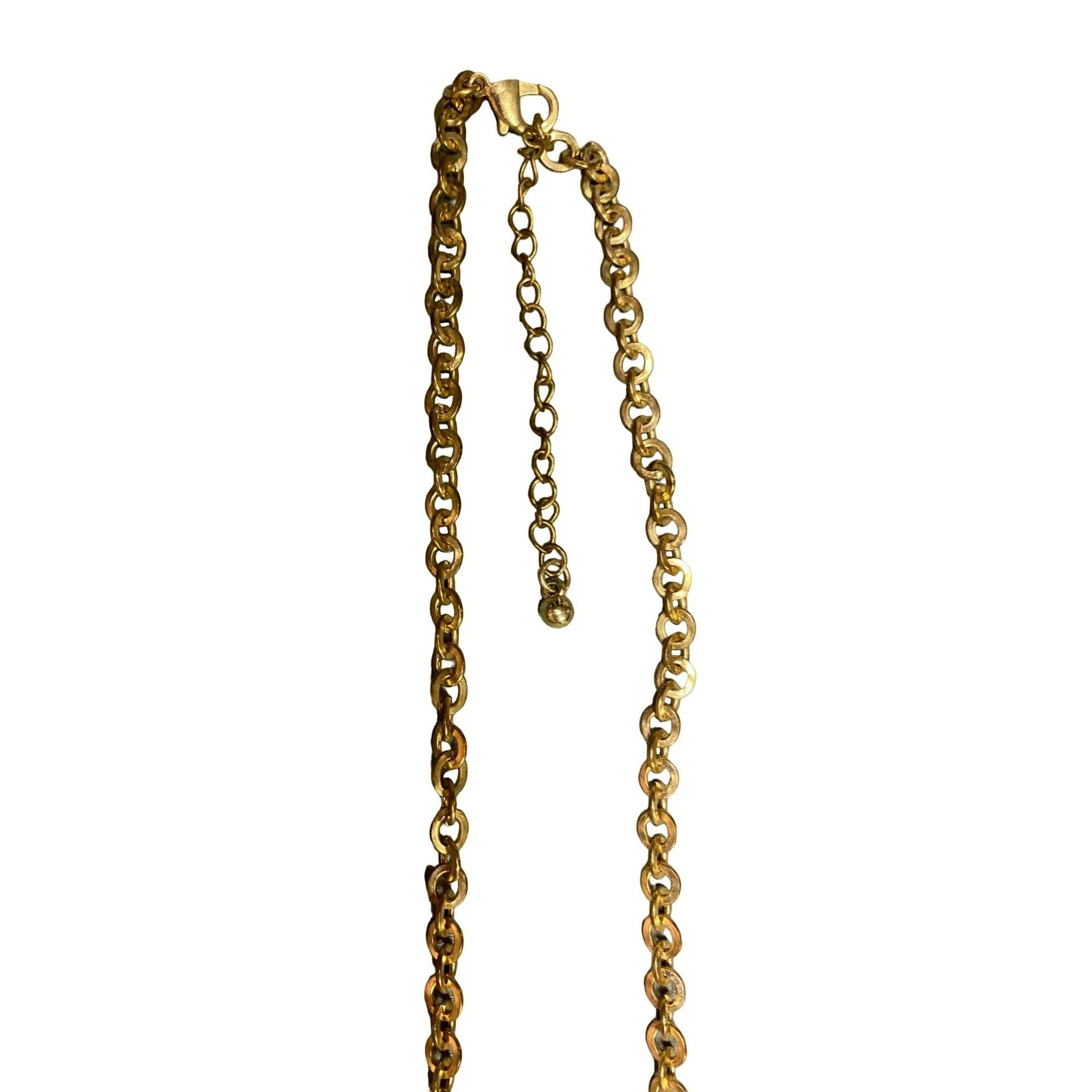 Other Vintage Gold Chain Necklace With Yellow Thread Wrapped Beade Size ONE SIZE - 4 Thumbnail