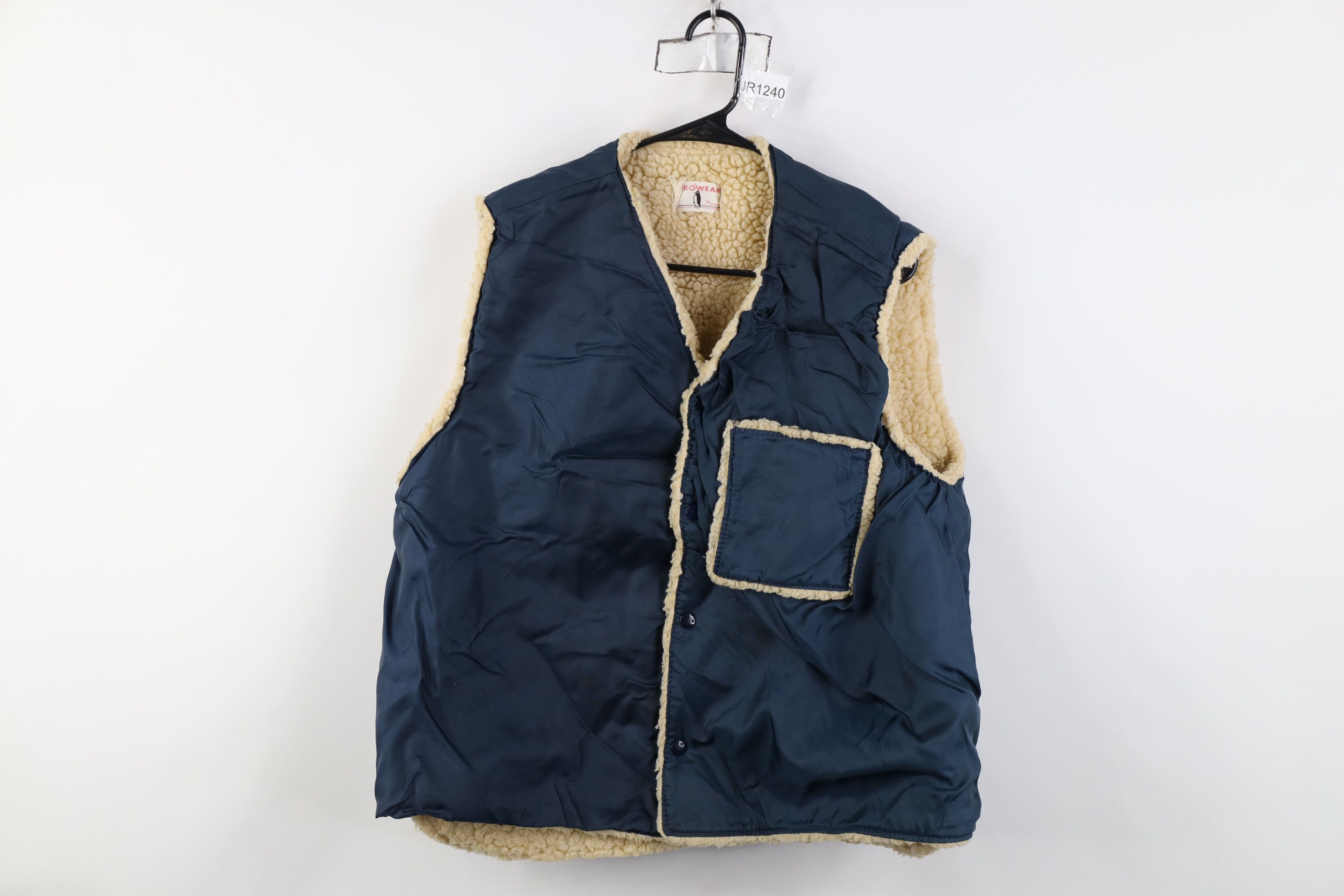 Vintage 60s 70s Streetwear Pile Fleece Lined Vest Jacket