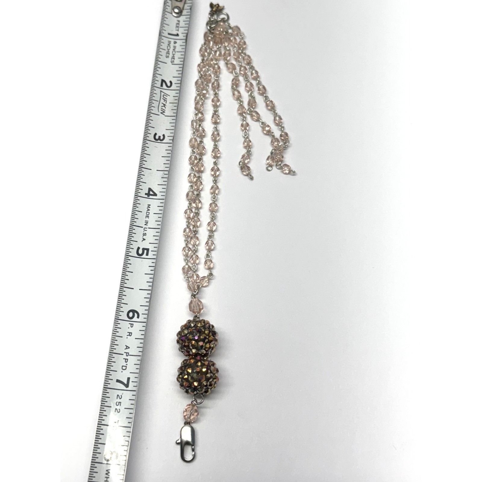 Vintage Vintage pink crystal beaded tassel rhinestone bracelet Size ONE SIZE - 4 Thumbnail