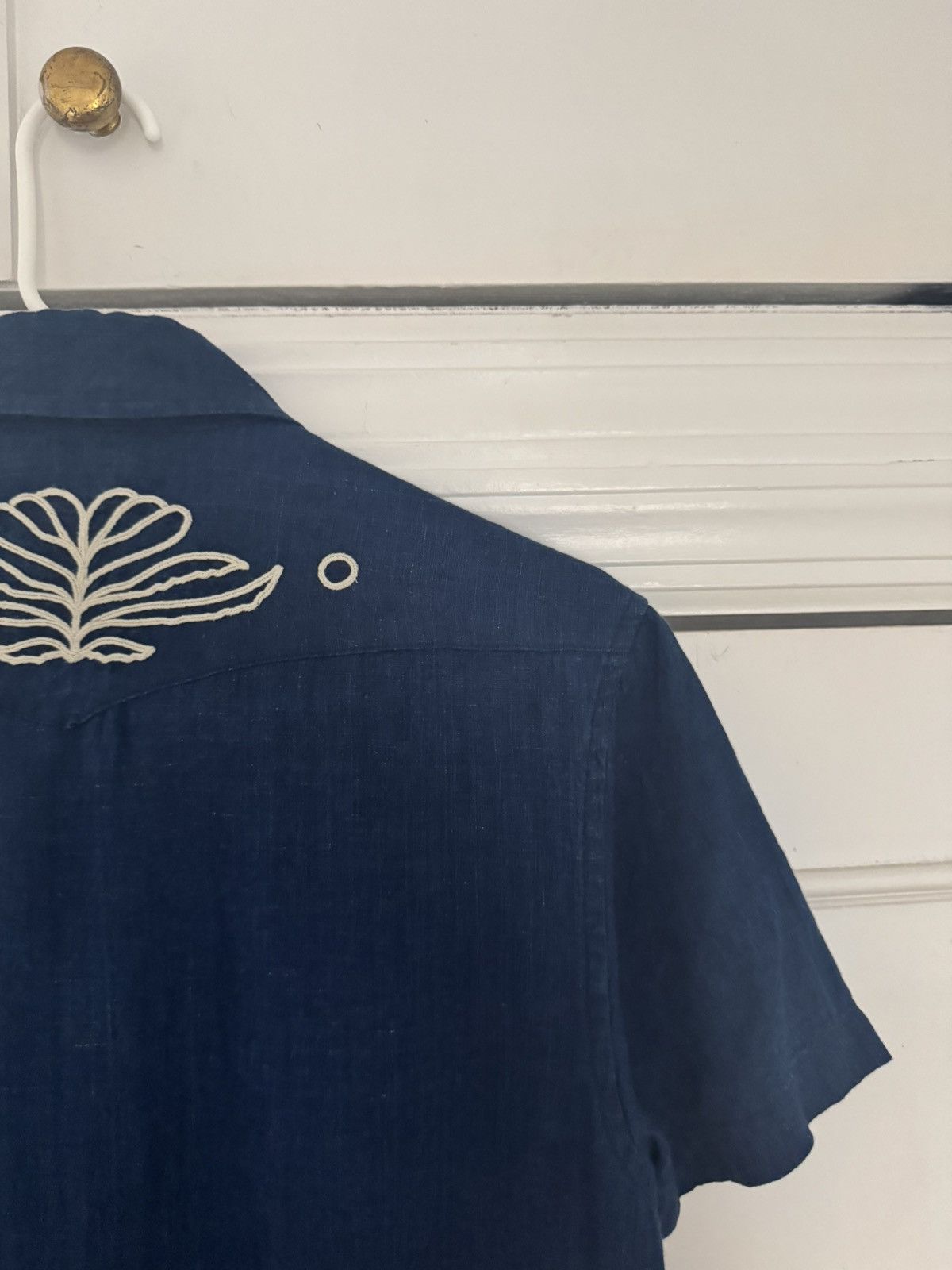 Taylor Stitch Taylor Stitch Embroidered Short Sleeve Western Indigo Linen Size US XS / EU 42 / 0 - 10 Thumbnail