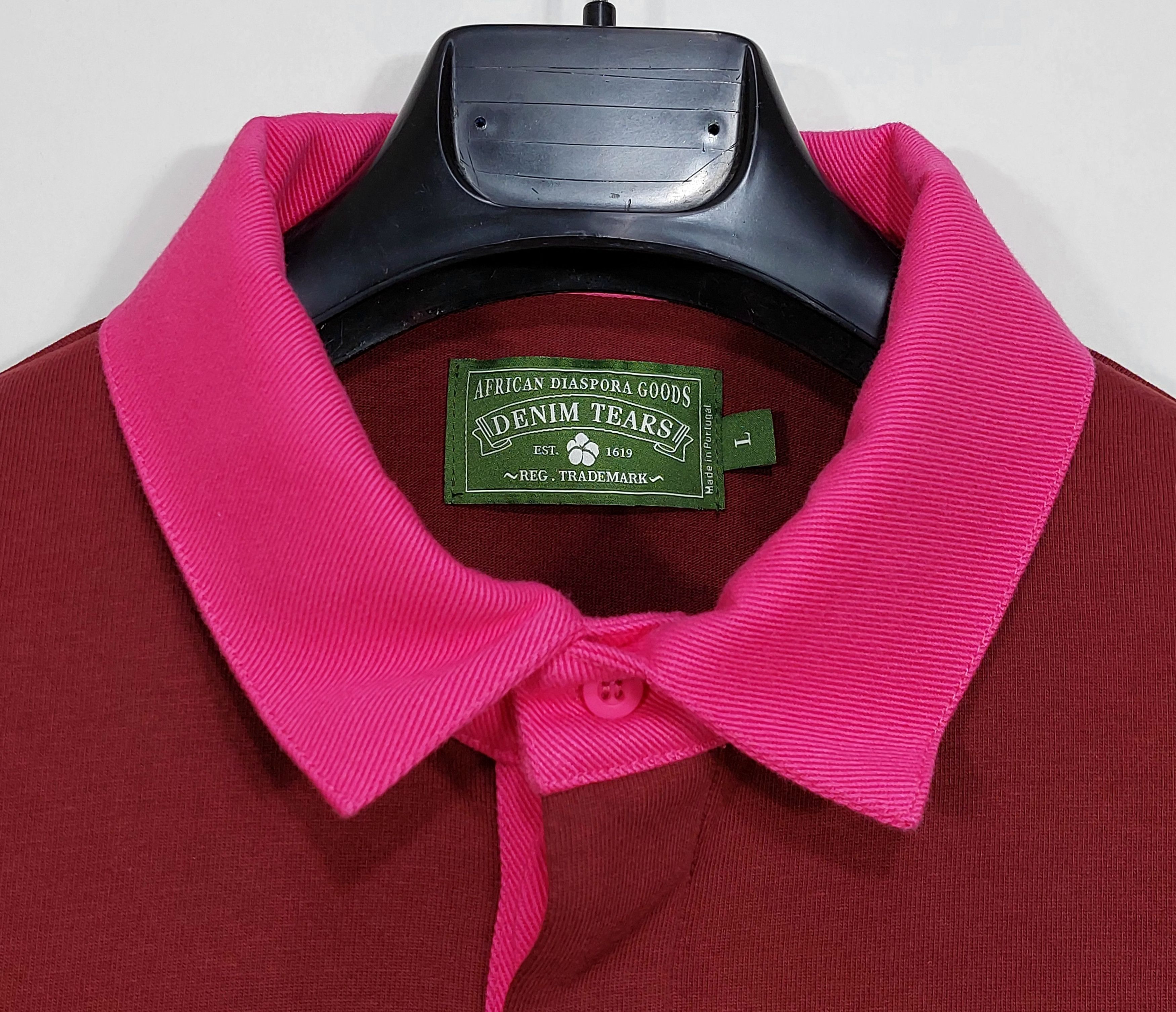 DENIM TEARS down by the tears LS rugby polo shirt - red/pink L Size US L / EU 52-54 / 3 - 2 Thumbnail
