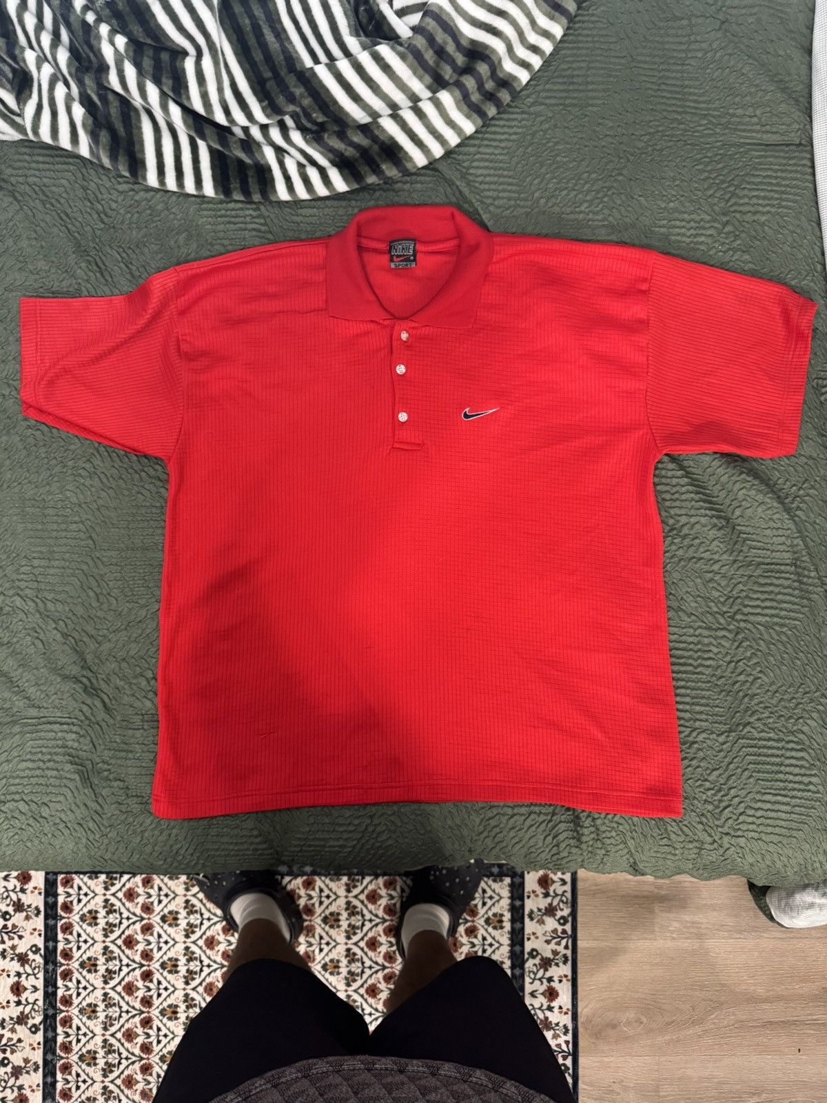 Nike Vintage 90s Nike Sport Polo Shirt Red Rare Branded Buttons Size US XL / EU 56 / 4 - 1 Thumbnail