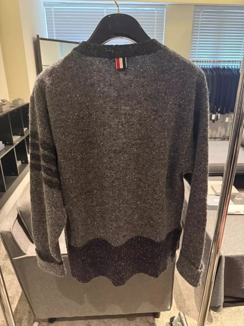 Thom Browne Thom browne Black and gray four-bar wool cardigan jacket 25 Size US L / EU 52-54 / 3 - 2 Thumbnail