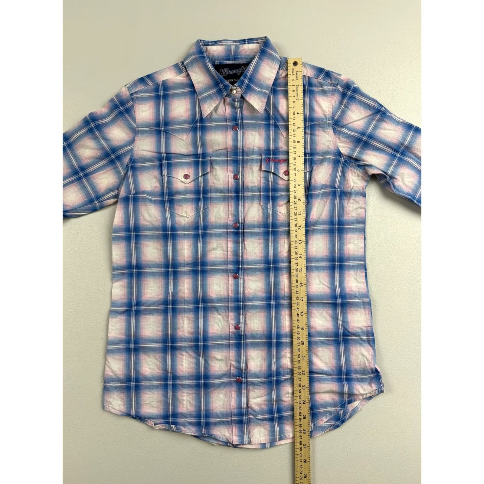 Wrangler Wrangler Shirt Womens Small Blue Pink Plaid Western Pearl Snap Rodeo Size S / US 4 / IT 40 - 4 Thumbnail