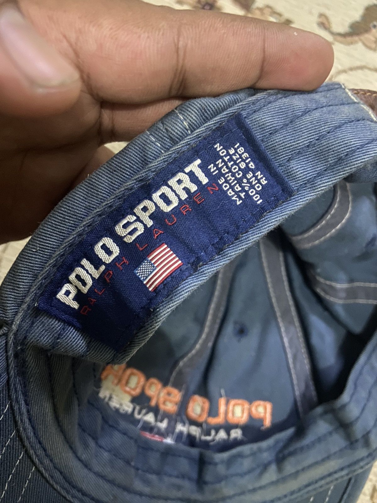 Polo Ralph Lauren Grail⚡️Vintage 90’s Polo Ralph Lauren Flag Leather Strap Cap Size ONE SIZE - 3 Thumbnail