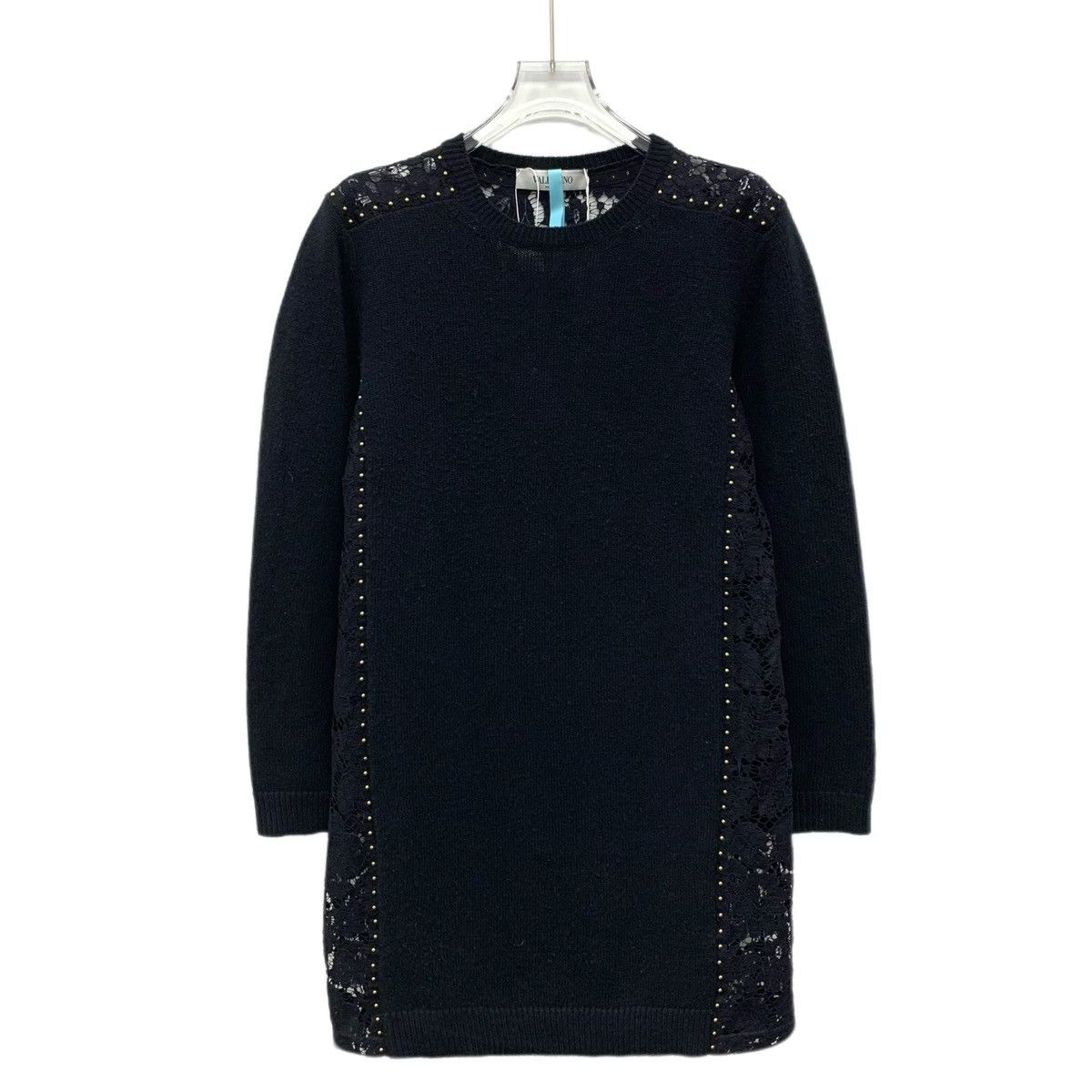 Valentino Valentino Black Wool Crew Neck Long Sleeve Knit Dress K26WX Size S / US 4 / IT 40 - 1 Thumbnail
