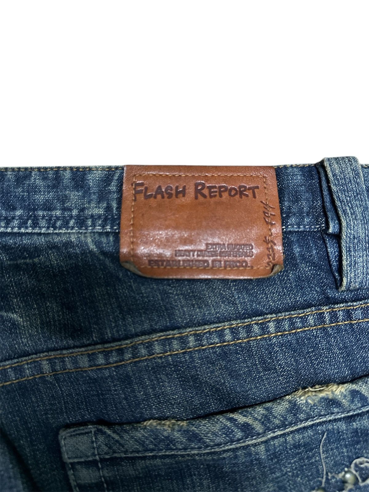 Japanese Brand Flare💥Distress Denim Mudwash Flash Report . Size US 36 / EU 52 - 5 Thumbnail